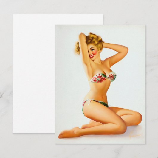 Flower bikini pin up briefkaart (Voorkant / Achterkant)