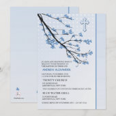 Flower Blue Branches Invitation (Devant / Derrière)