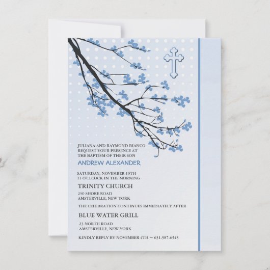 Flower Blue Branches Invitation (Devant)