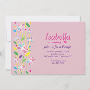 Flower Border Invitation Kaart