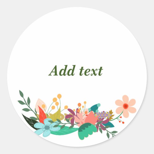 Flower Border Sjabloon, , Ronde Sticker (Voorkant)