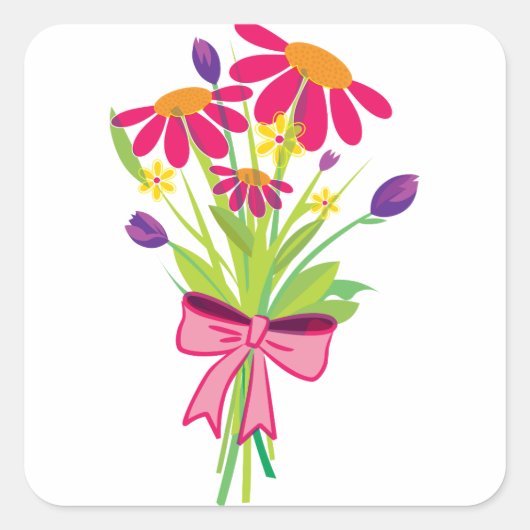 Flower Bouquet Vierkante Sticker (Voorkant)