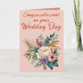 Flower Bouquet Wedding Gefeliciteerd sinaasappel Kaart (Voorkant)