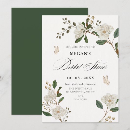 Flower branch bridal shower kaart (Voorkant / Achterkant)