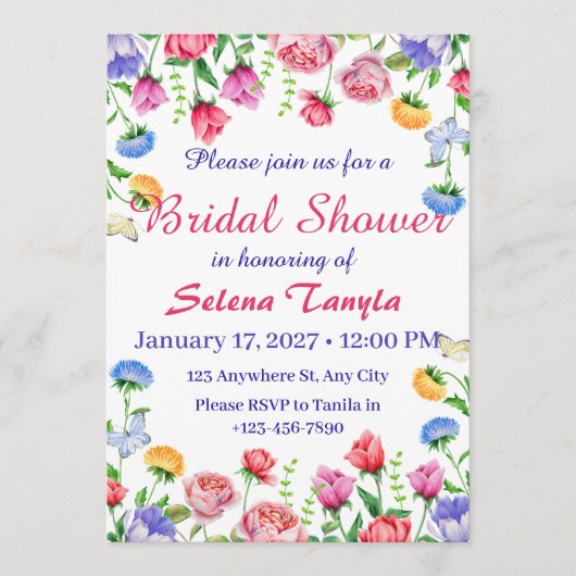 Flower Bridal Shower Invitation Card (Devant)