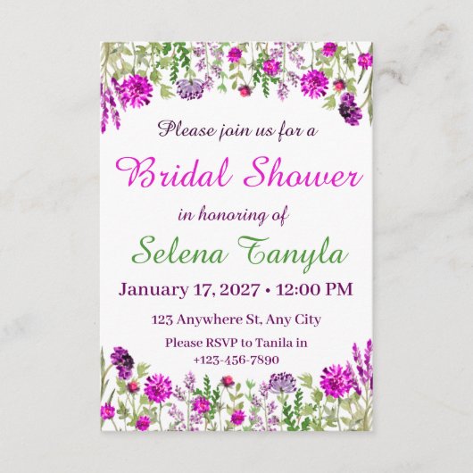  Flower Bridal Shower Invitation Card (Devant)