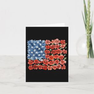 Flower Brushstroke America Flag 4th of July Bloeme Kaart