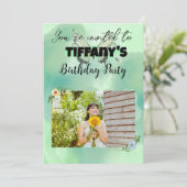 Flower & Butterfly voeg uw foto Uitnodiging toe (Staand voorkant)