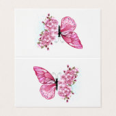 Flower Butterfly with Pink Sakura Visitekaartjes (Buitenkant ongevouwen)