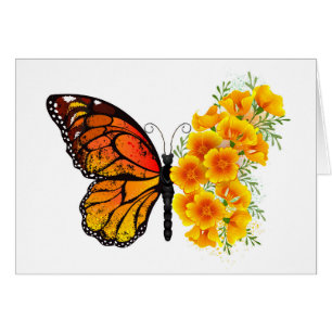 Flower Butterfly with Yellow California Poppy
