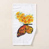 Flower Butterfly with Yellow California Poppy (Serviette à main)
