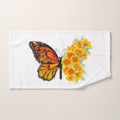 Flower Butterfly with Yellow California Poppy (Serviette à main)