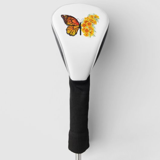 Flower Butterfly with Yellow California Poppy Golfheadcover (Voorkant)
