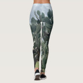 Flower Cactus Fashion Leggings Vert bleu (Dos)