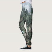Flower Cactus Fashion Leggings Vert bleu (Gauche)