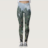 Flower Cactus Fashion Leggings Vert bleu (Devant)