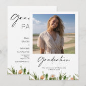 Flower Cactus Photo Graduation Invitation (Devant / Derrière)