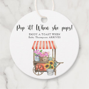 Flower cart baby shower - Pop het! Als ze pop! Bedankjes Labels