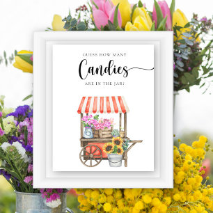 Flower Cart baby shower - Raad eens hoeveel snoepj Poster