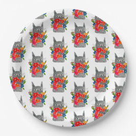 Flower Cat Papieren Bordje