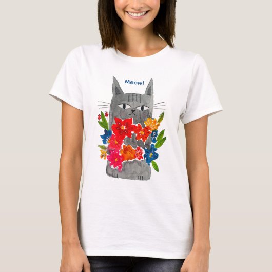 Flower cat t-shirt (Voorkant)