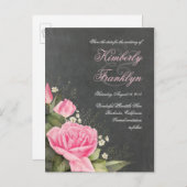 Flower Chalkboard Sla de datum op Aankondigingskaart (Voorkant / Achterkant)