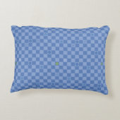 Flower Checkered Pattern No. 01 - Light Blue Accent Kussen (Achterkant)