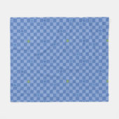 Flower Checkered Pattern No. 01 - Light Blue Fleece Deken (Voorkant (Horizontaal))