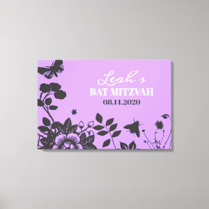 FLOWER CHILD Bat Mitzvah Sign-In Memory Board Canvas Afdruk