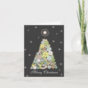Flower Christmas Tree Family Photo Card Sjabloon