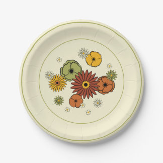Flower Cluster Retro Kitschy Paper Plate 7" Papieren Bordje