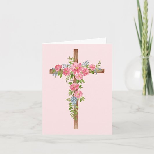 Flower Cross Waterverf 3 Easter Kaart (Voorkant)