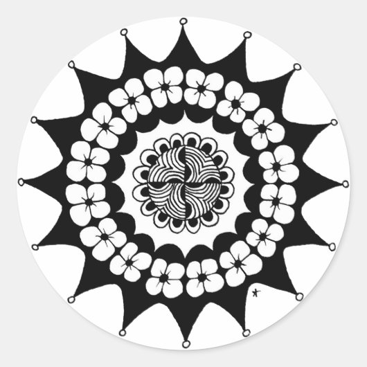 Flower Crown Zen Mandala Ronde Sticker (Voorkant)
