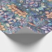 FLower Damask Blue Gold Cadeaupapier (Hoek)