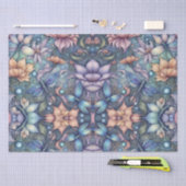 FLower Damask Blue Gold Tissuepapier (Craft)