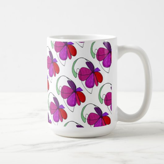 "Flower Dance Tiled" Abstrait Design Mug (Droite)