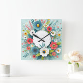 flower design vierkante klok (Huis)