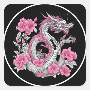 Flower Dragon Sticker