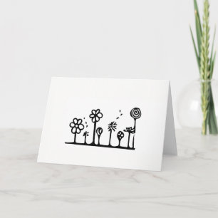 Flower Drawing Wenskaart - Blank Inside Kaart
