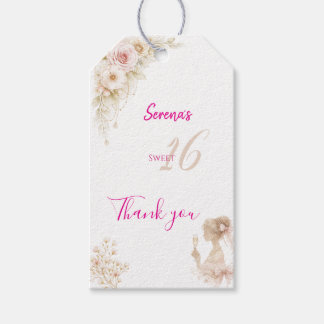 Flower Dreamy Soft Sweet 16 Birthday Gift Tag Cadeaulabel