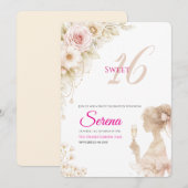 Flower Dreamy Soft Sweet 16 Birthday Invitation (Devant / Derrière)