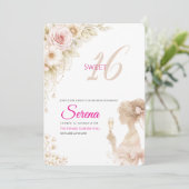 Flower Dreamy Soft Sweet 16 Birthday Invitation (Debout devant)