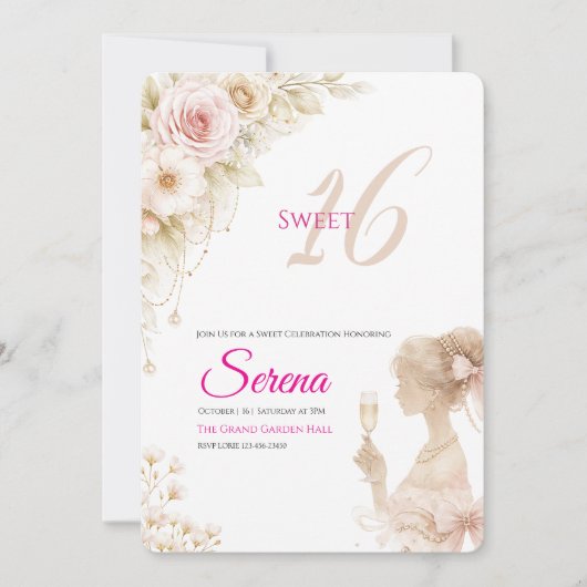Flower Dreamy Soft Sweet 16 Birthday Invitation (Devant)