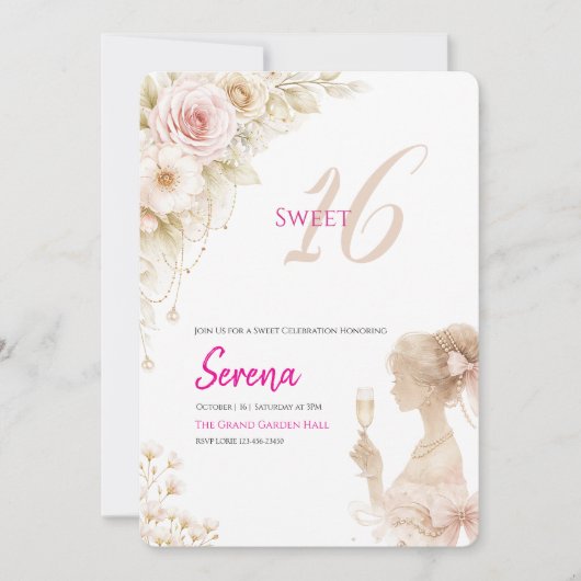 Flower Dreamy Soft Sweet 16 Birthday Invitation (Devant)