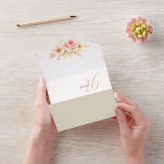 Flower Dreamy Soft Sweet 16 Birthday Invitation All In One Uitnodiging