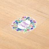 Flower Egg Shaped Wreath Happy Easter Acryl Uitnodigingen (Laagn)