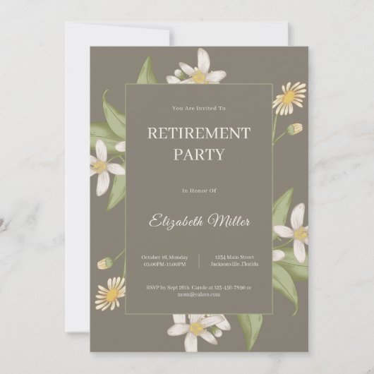 Flower Elegant Script Pensioenfeest Kaart (Voorkant)