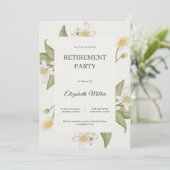  Flower Elegant Script Pensioenfeest Kaart (Staand voorkant)