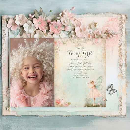 Flower fairgirl Anniversaire Invitation