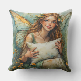 Flower Fairy Holding Pillow Kussen